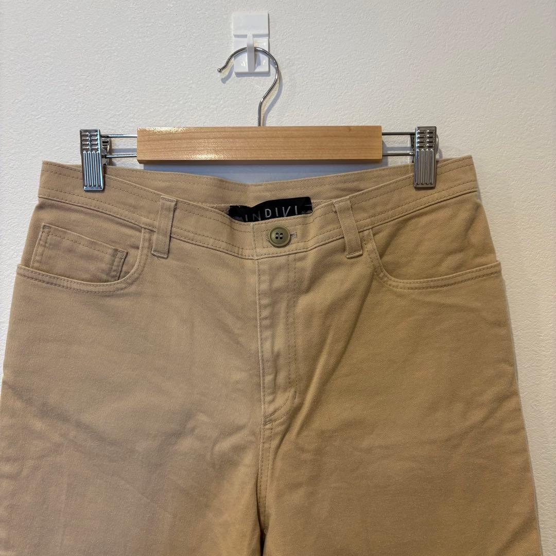 インディヴィ チノパン　クロップド パンツ ストレート ベージュ 40 L相当 2