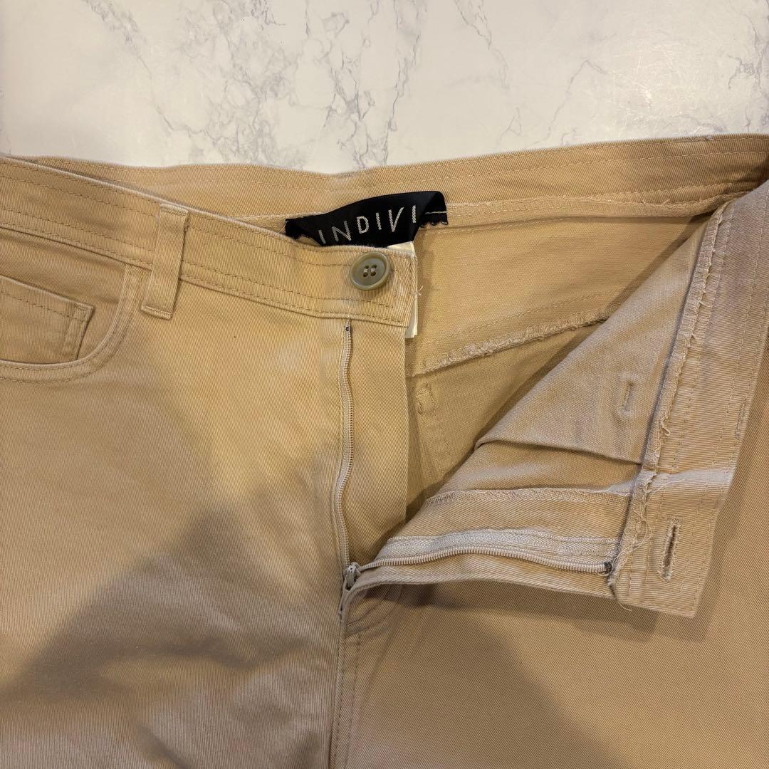 インディヴィ チノパン　クロップド パンツ ストレート ベージュ 40 L相当 6