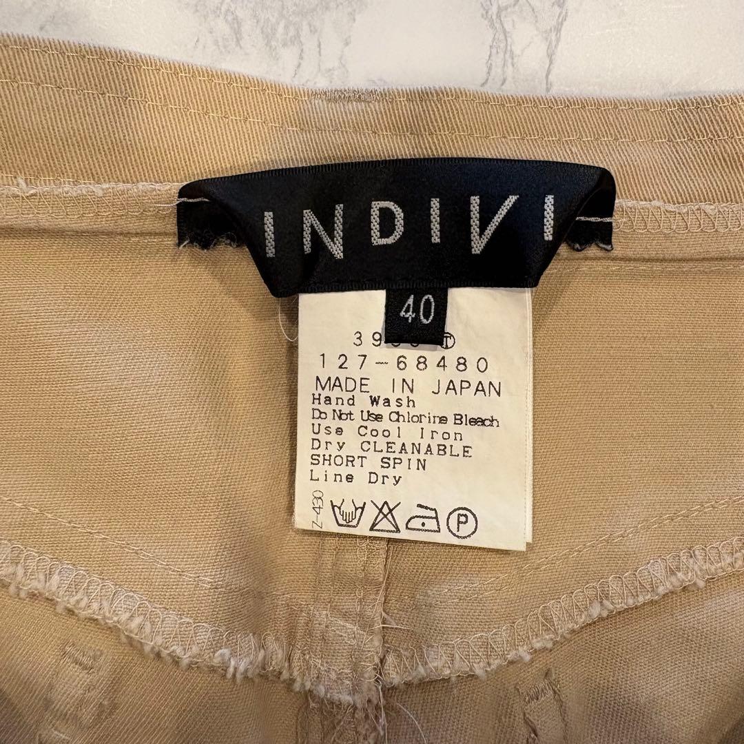 インディヴィ チノパン　クロップド パンツ ストレート ベージュ 40 L相当 7