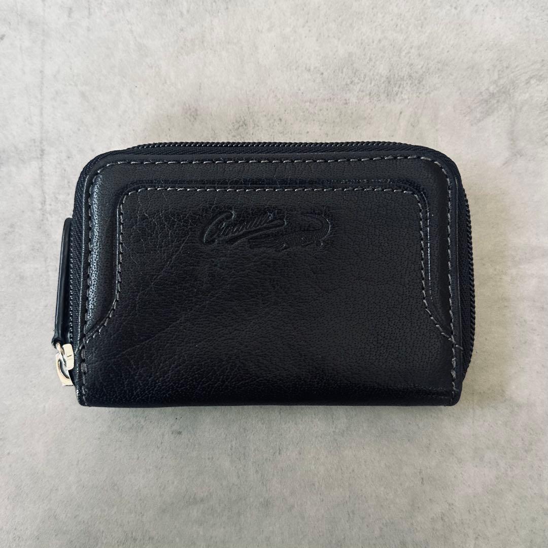 Crocodile オールレザー　ラウンドジップ　コインケース　小銭入れ 黒