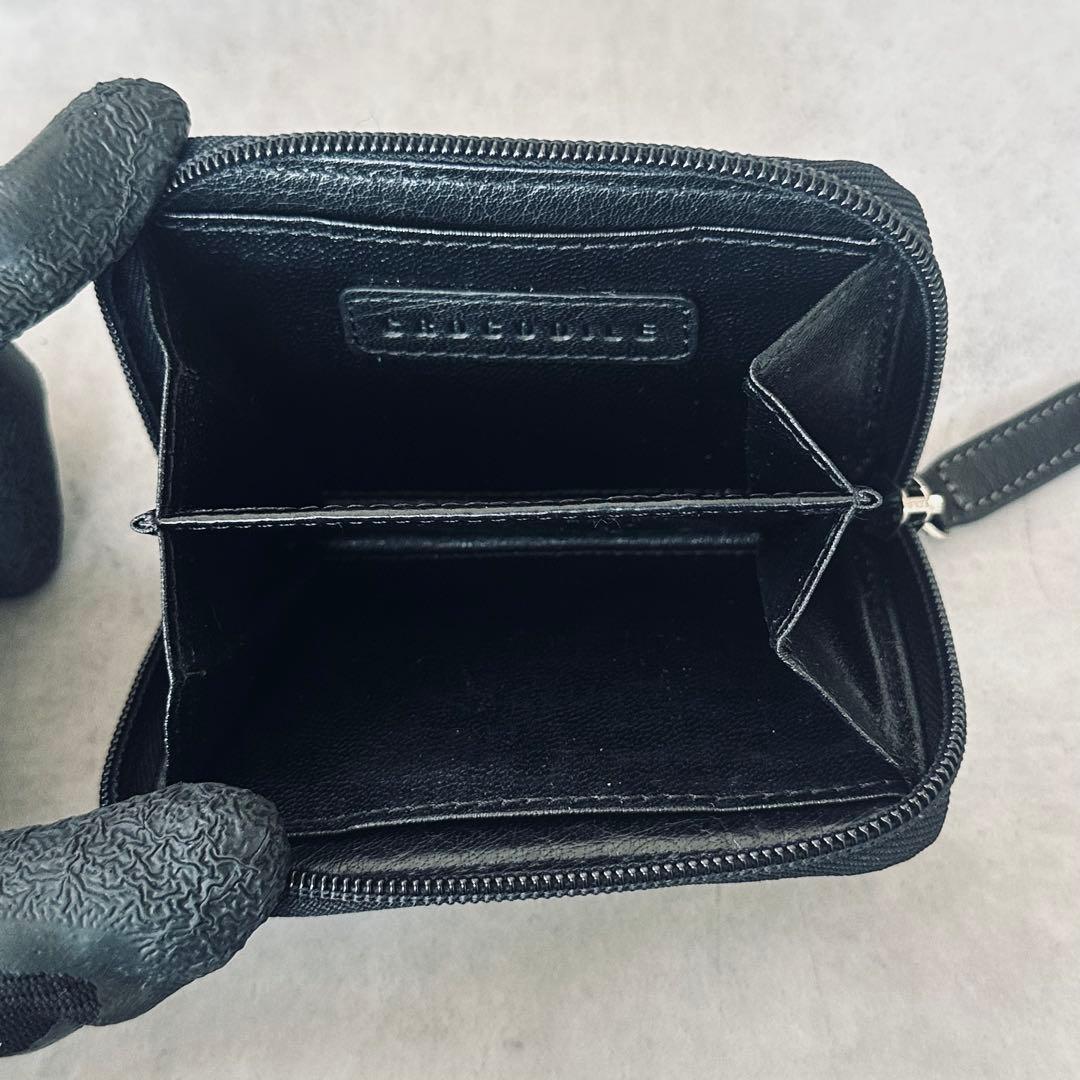 Crocodile オールレザー　ラウンドジップ　コインケース　小銭入れ 黒 9