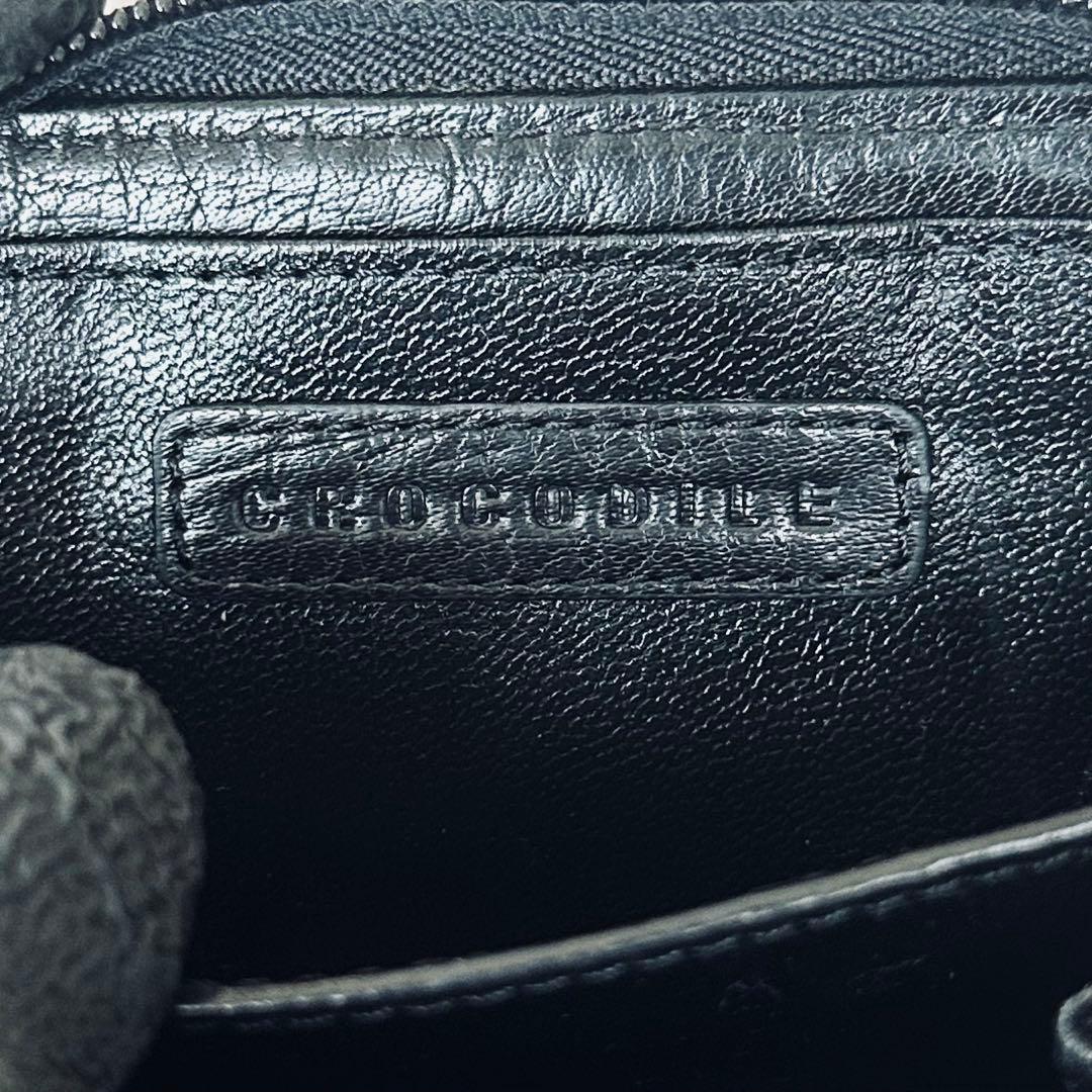 Crocodile オールレザー　ラウンドジップ　コインケース　小銭入れ 黒 10