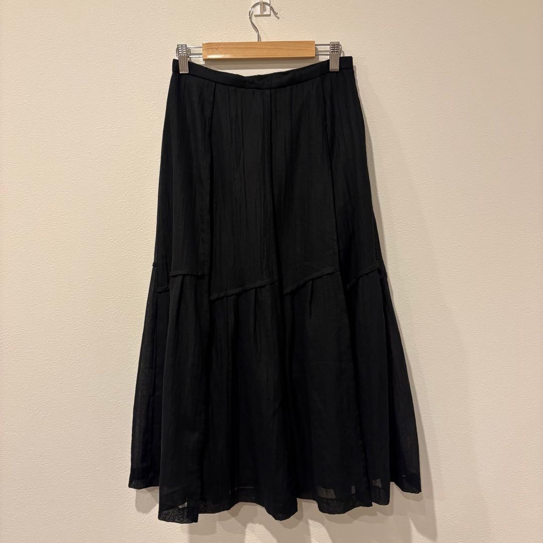 ミュゼ フレア スカート ロング 黒　ブラック M相当 上品 きれいめ Aライン 4