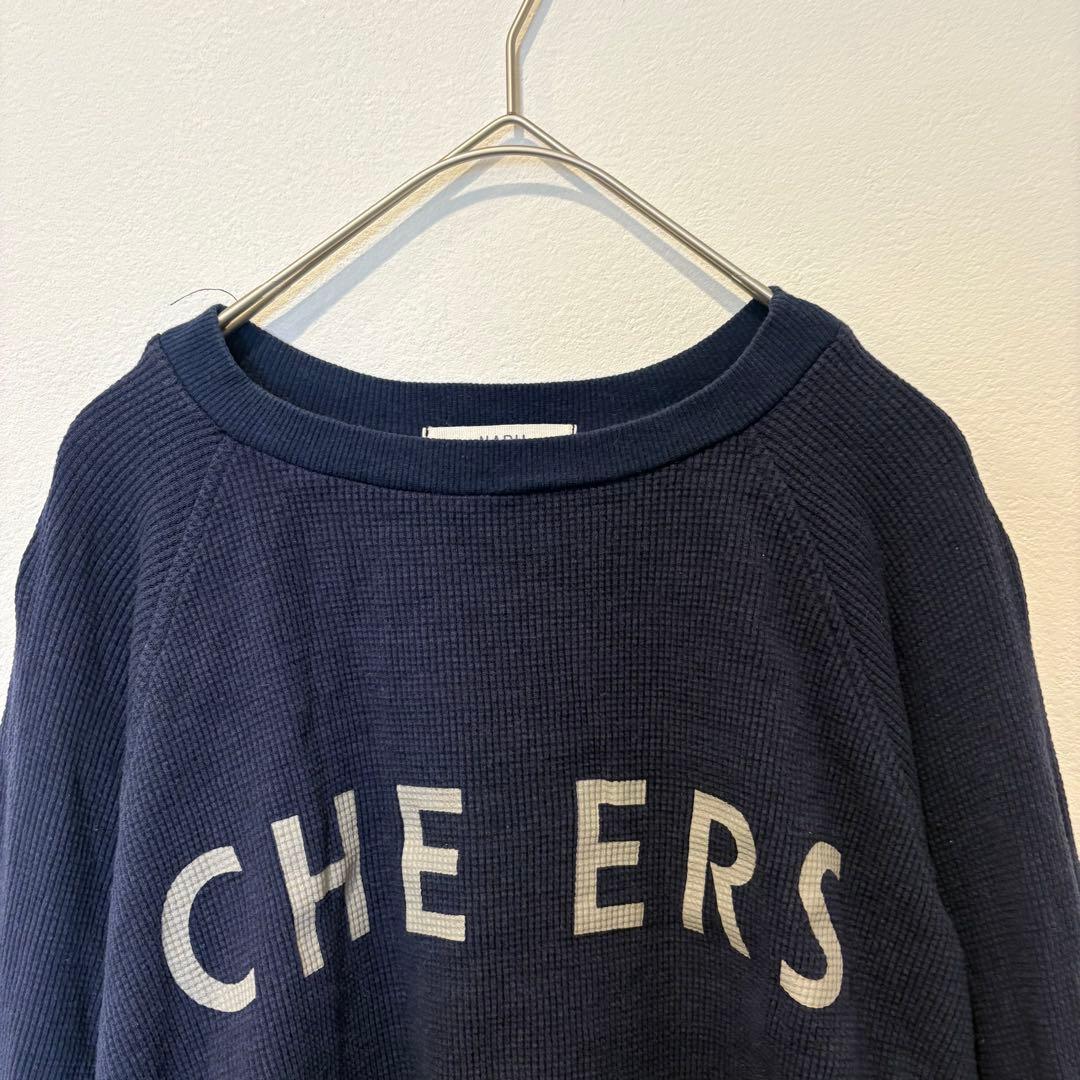 ナルファクトリー ワッフル ロンT ロゴ 紺色　ネイビー 1 長袖　トレーナー 2