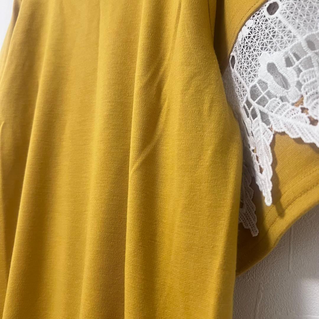 RAPICHE カットソー 半袖Tシャツ　レース袖　マスタード 黄色　L 4