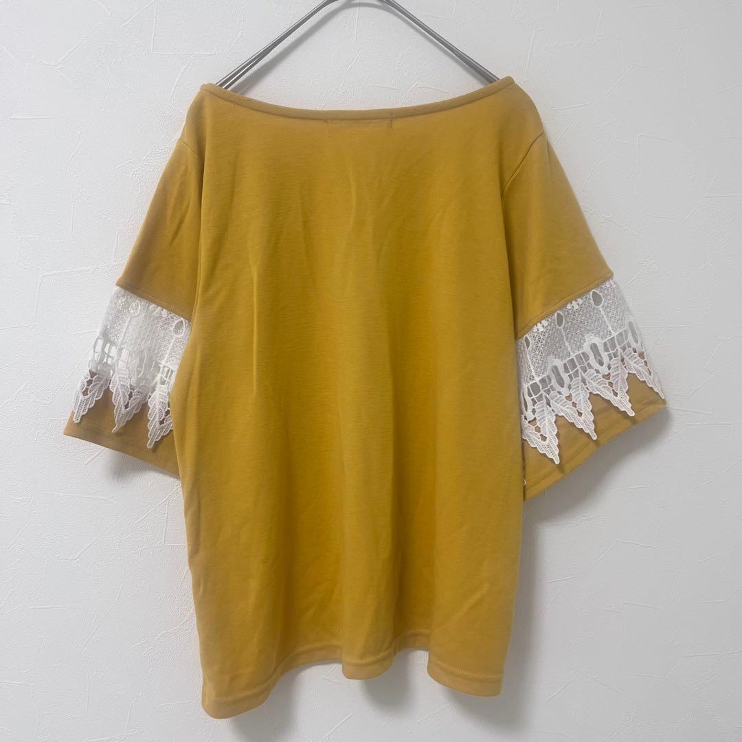 RAPICHE カットソー 半袖Tシャツ　レース袖　マスタード 黄色　L 5