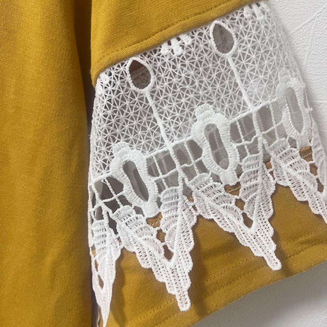 RAPICHE カットソー 半袖Tシャツ　レース袖　マスタード 黄色　L 6