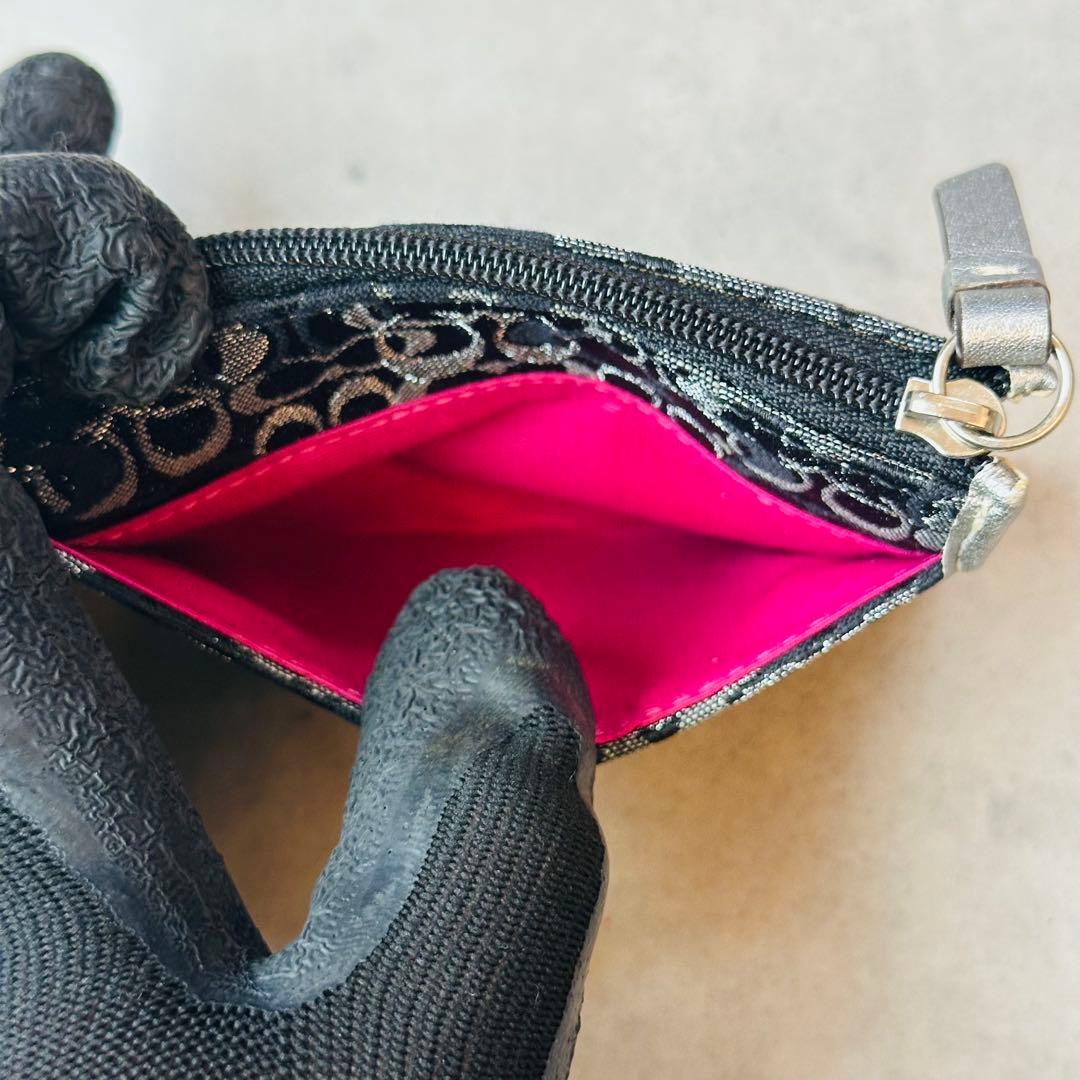 COACH シグネチャー コインケース　カードケース　シルバー　ネイビー 12