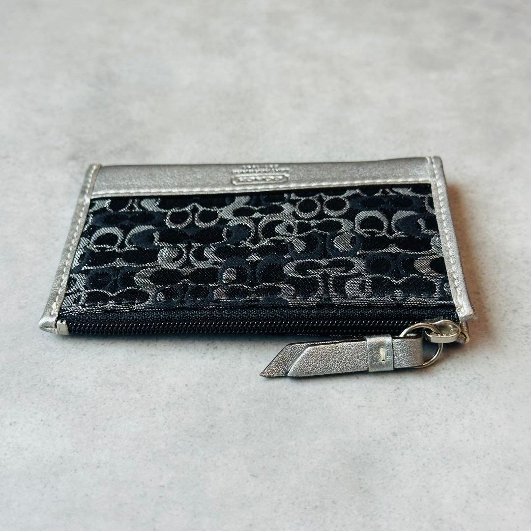 COACH シグネチャー コインケース　カードケース　シルバー　ネイビー 5