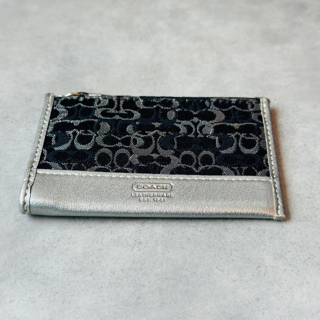 COACH シグネチャー コインケース　カードケース　シルバー　ネイビー 6