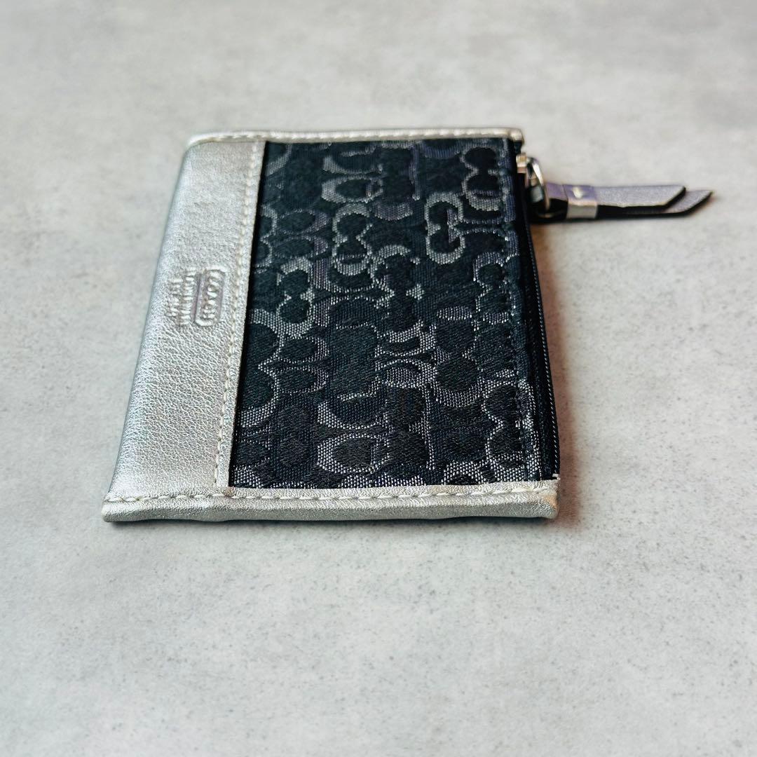 COACH シグネチャー コインケース　カードケース　シルバー　ネイビー 8