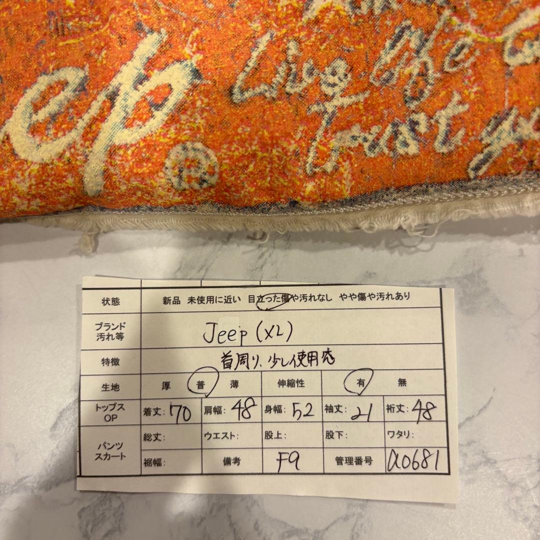 ジープ Tシャツ 半袖 アメリカ国旗 ワッペン ビッグロゴ ホワイト 白　XL 11