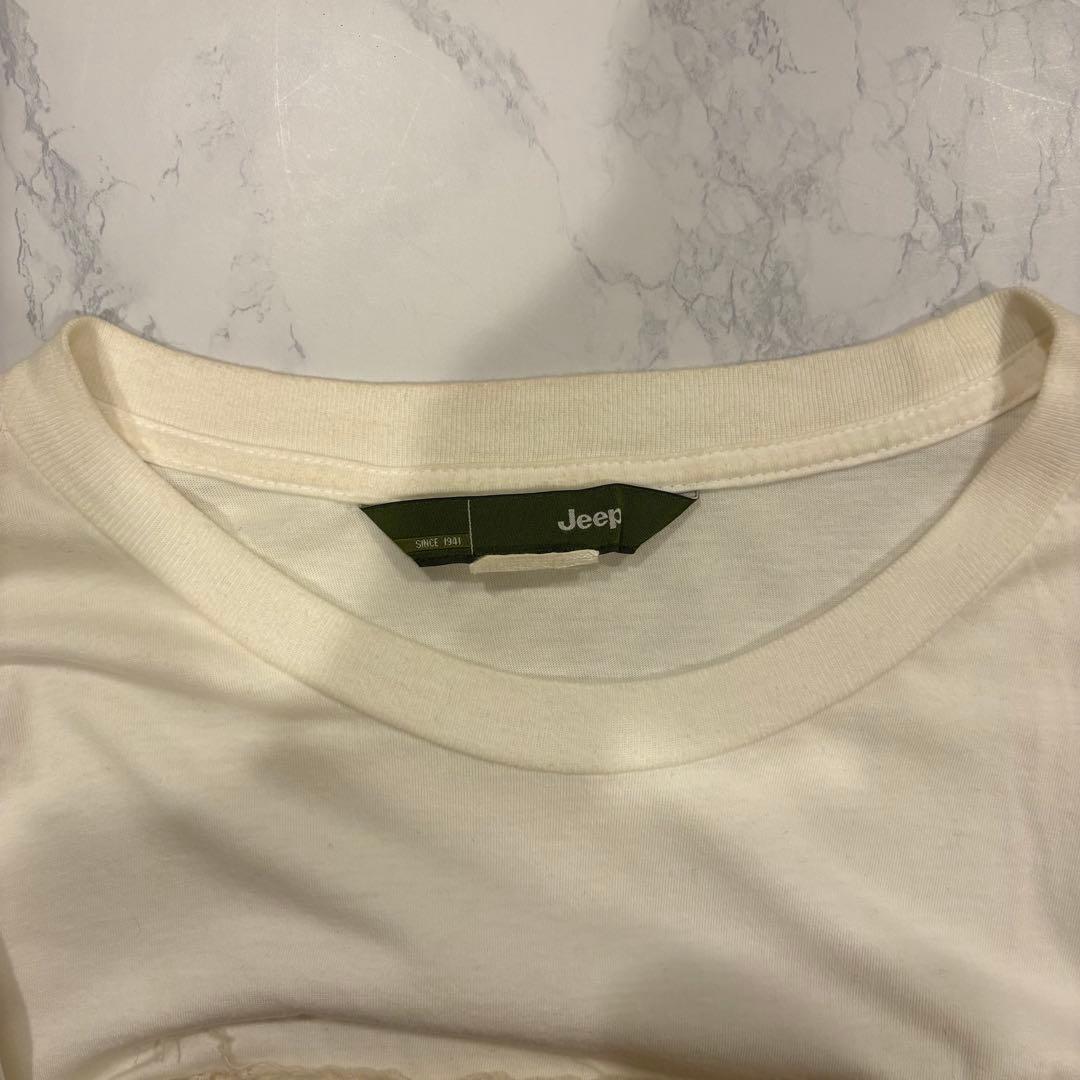 ジープ Tシャツ 半袖 アメリカ国旗 ワッペン ビッグロゴ ホワイト 白　XL 10