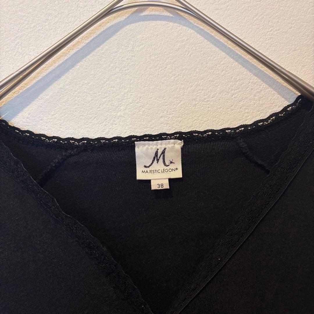 マジェスティックレゴン カーディガン　黒 ブラック　七分袖　38 前開き 3
