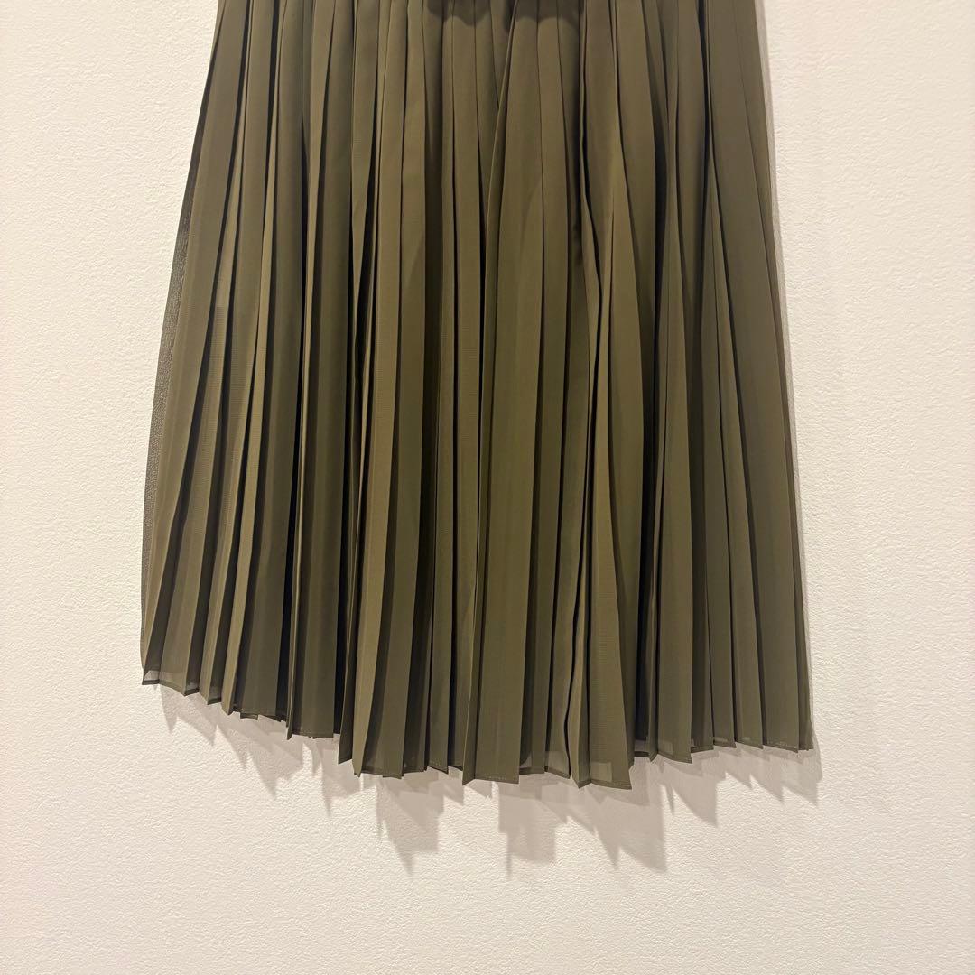 オゾック プリーツ スカート フレア カーキ 38 M 膝丈　日本製 4