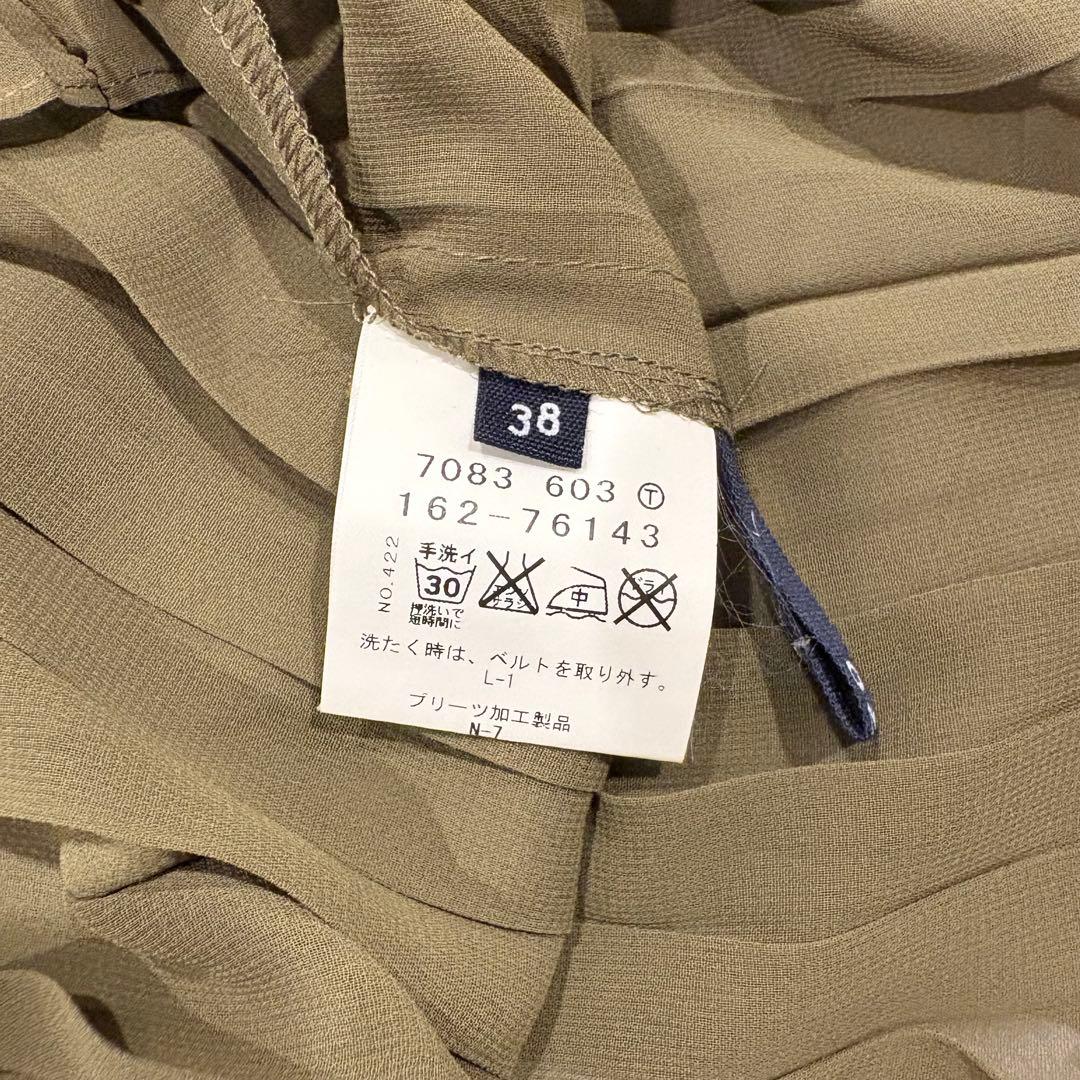 オゾック プリーツ スカート フレア カーキ 38 M 膝丈　日本製 6