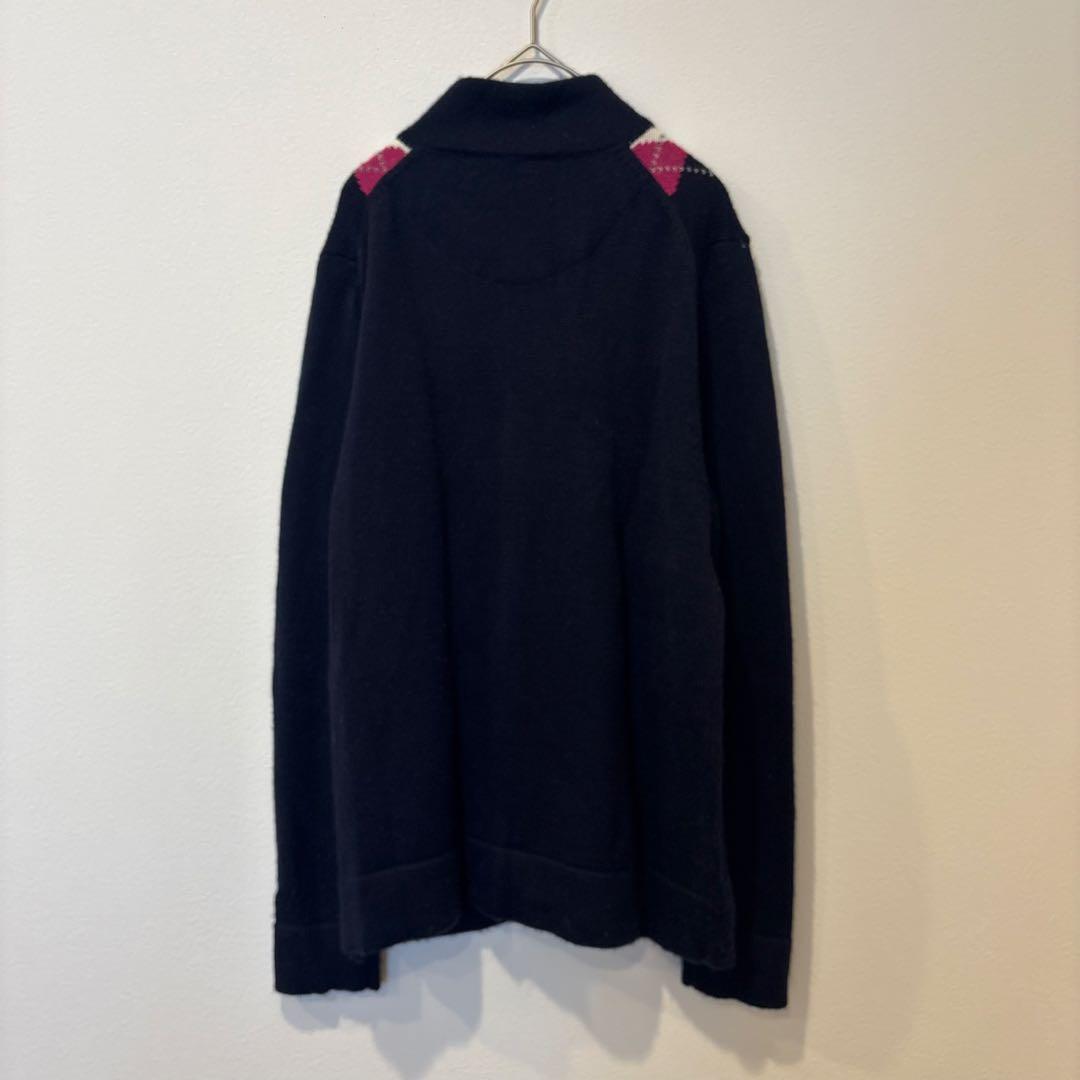 タカキュー　ニットセーター　ジップ カーディガン アーガイル ネイビー 紺色　M 6