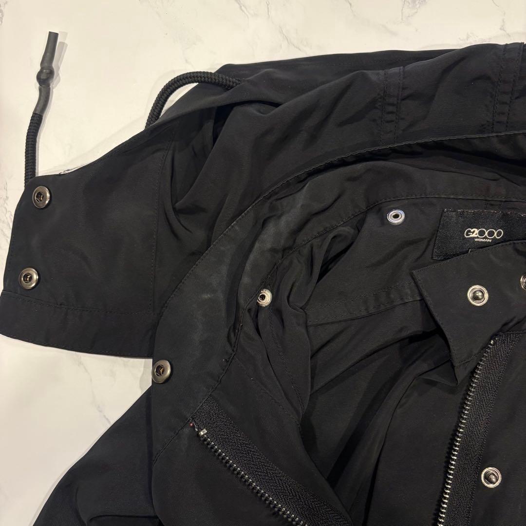 G2000 WOMAN モッズコート ロング フード 黒　ブラック32 34 14