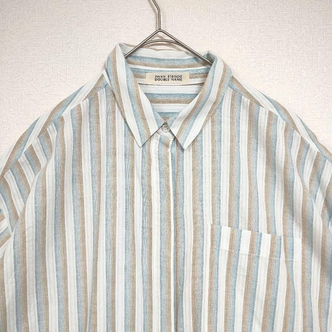 ダブルネーム DOUBLE NAME ストライプ 半袖シャツワンピース Fサイズ 2