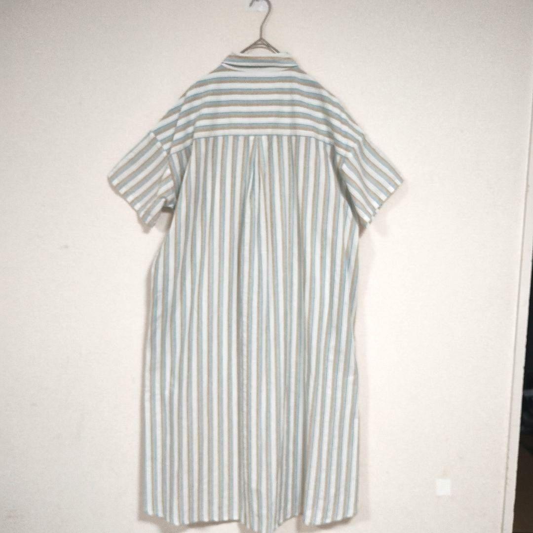 ダブルネーム DOUBLE NAME ストライプ 半袖シャツワンピース Fサイズ 6