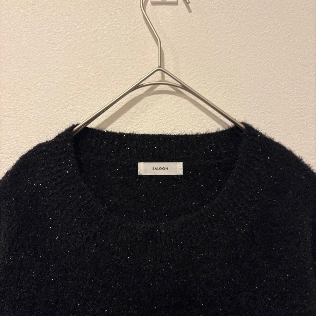 サルーン ニット 長袖　ラメ キラキラ　シャギー 黒　ブラック　フリーサイズ 3