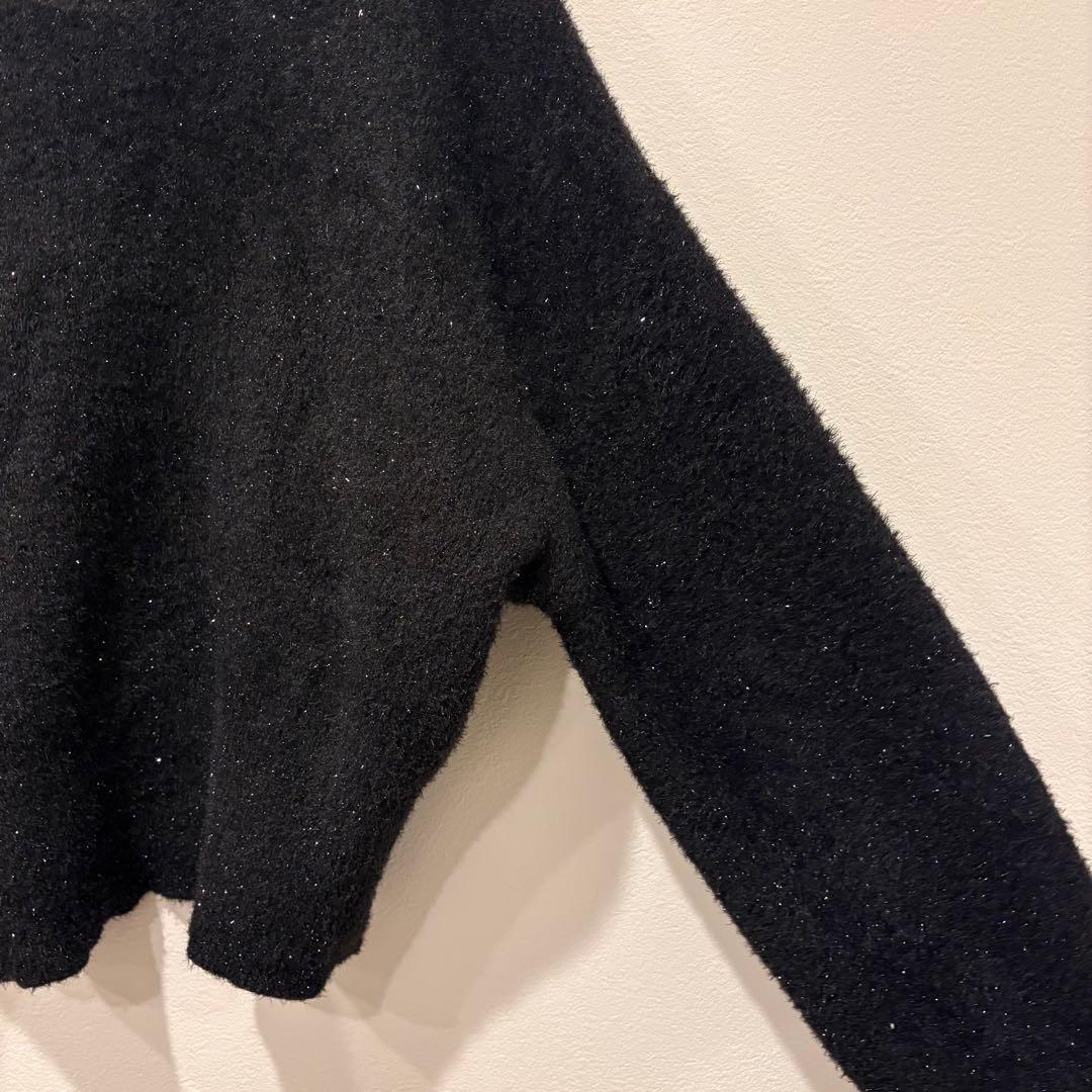 サルーン ニット 長袖　ラメ キラキラ　シャギー 黒　ブラック　フリーサイズ 5