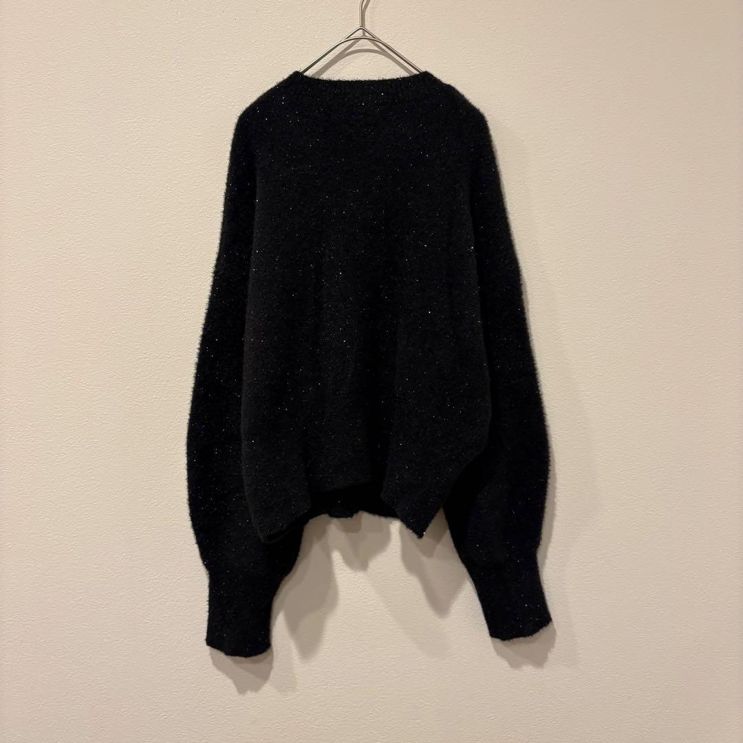 サルーン ニット 長袖　ラメ キラキラ　シャギー 黒　ブラック　フリーサイズ 6