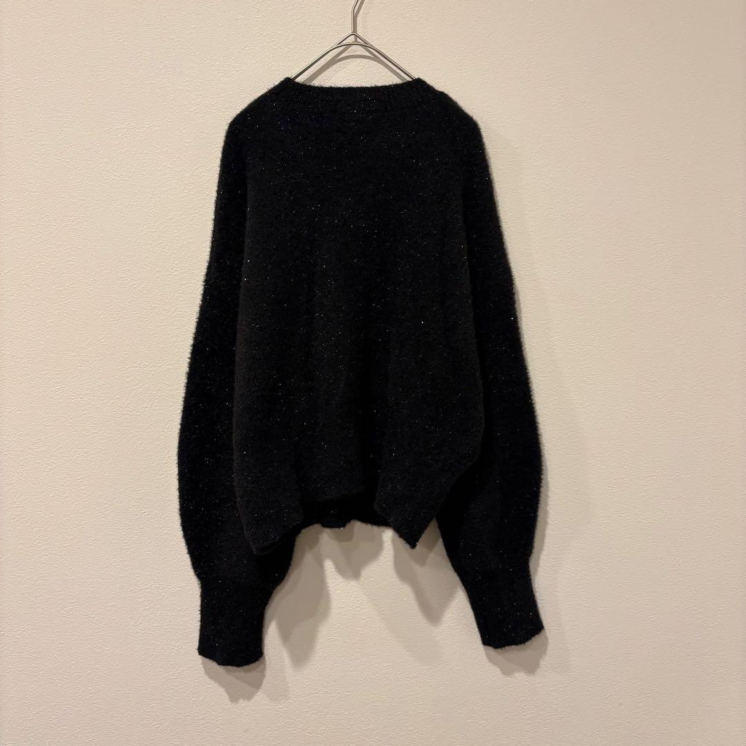 サルーン ニット 長袖　ラメ キラキラ　シャギー 黒　ブラック　フリーサイズ 7