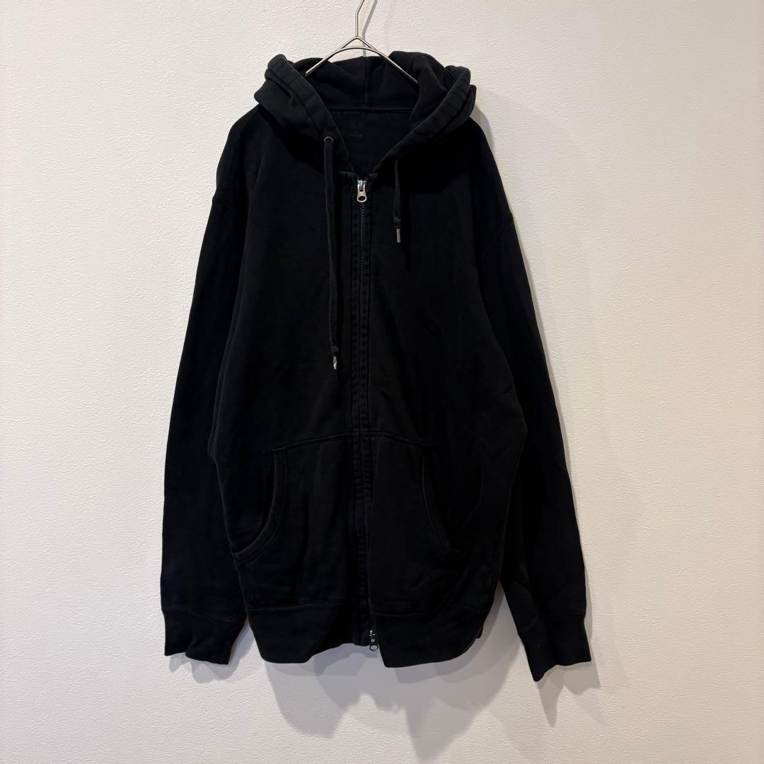 ユニクロ パーカー ジップアップ 黒　ブラック M フーディ 無地　メンズ