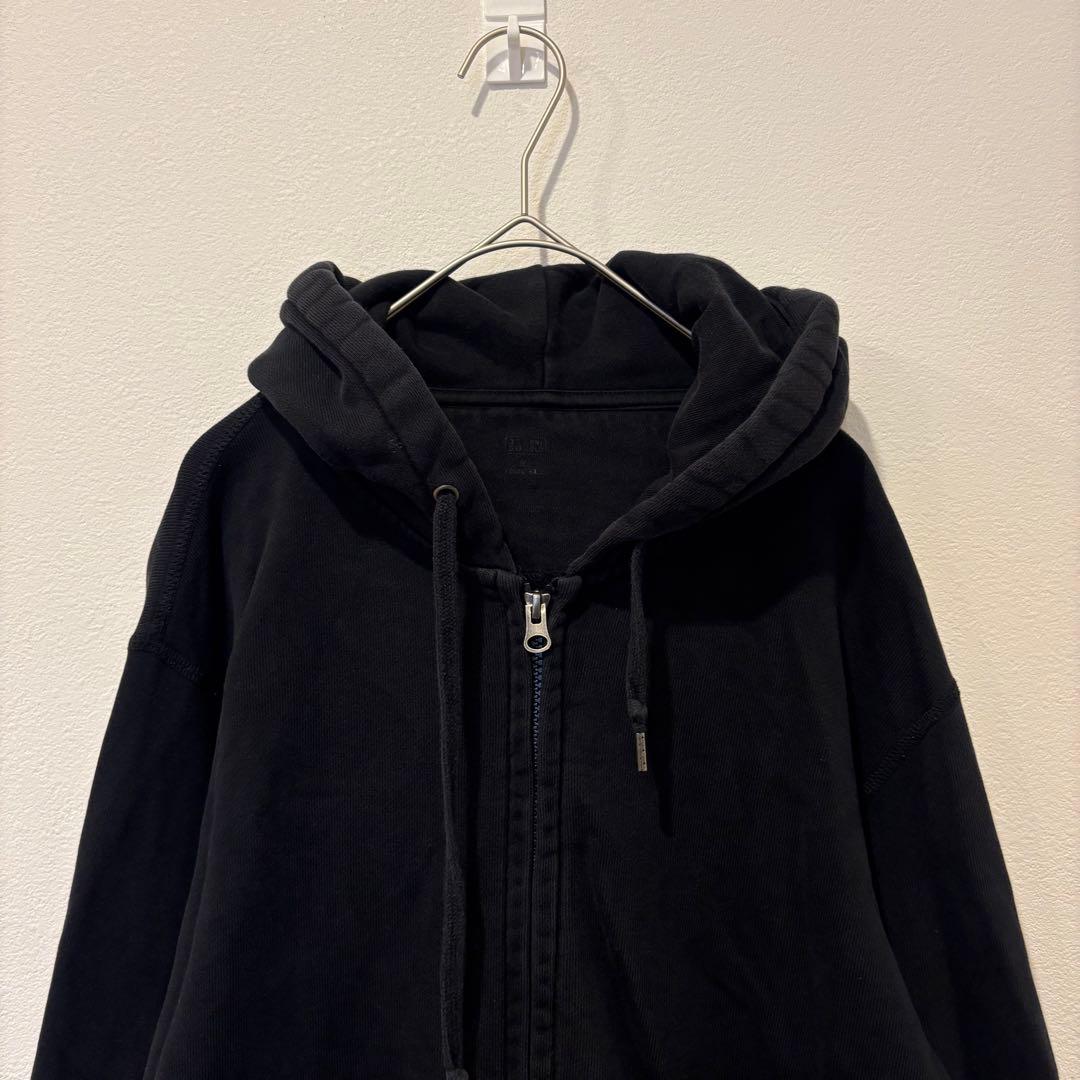 ユニクロ パーカー ジップアップ 黒　ブラック M フーディ 無地　メンズ 2