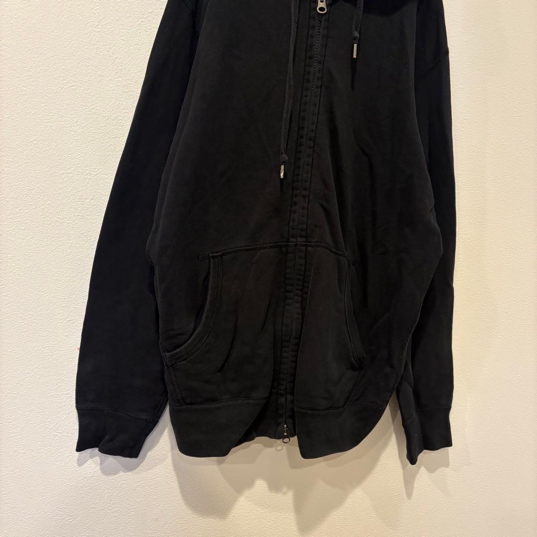 ユニクロ パーカー ジップアップ 黒　ブラック M フーディ 無地　メンズ 3