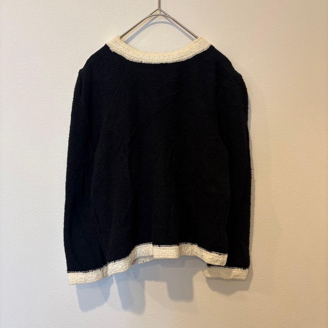 ルーデブレス　ノーカラーカーディガン ジャケット　配色 黒 白 2 M かわいい 5