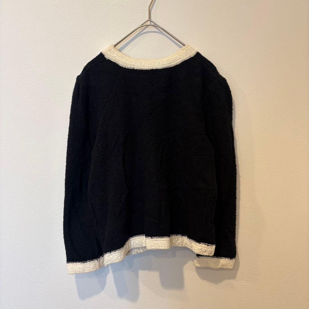 ルーデブレス　ノーカラーカーディガン ジャケット　配色 黒 白 2 M かわいい 6