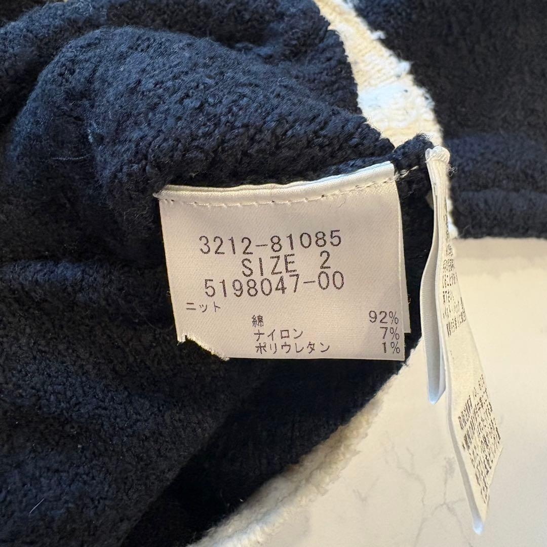 ルーデブレス　ノーカラーカーディガン ジャケット　配色 黒 白 2 M かわいい 7