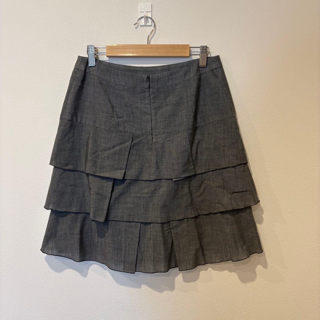 ルスーク ティアードスカート フレア　膝丈　グレー 灰色　38 M かわいい 2