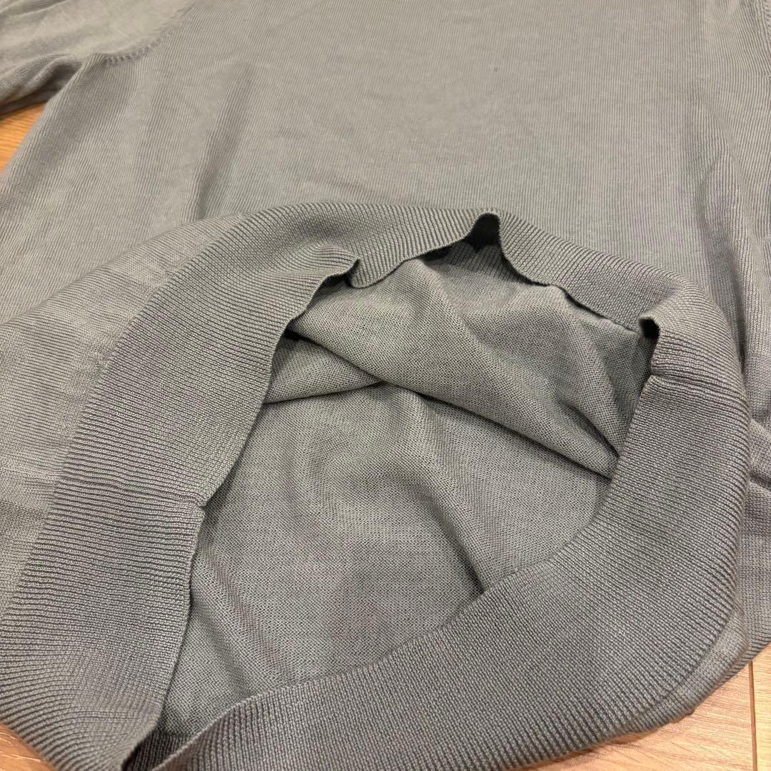 .ユニクロ クルーネック　長袖ニット シンプル 灰色　グレー L 防寒 6