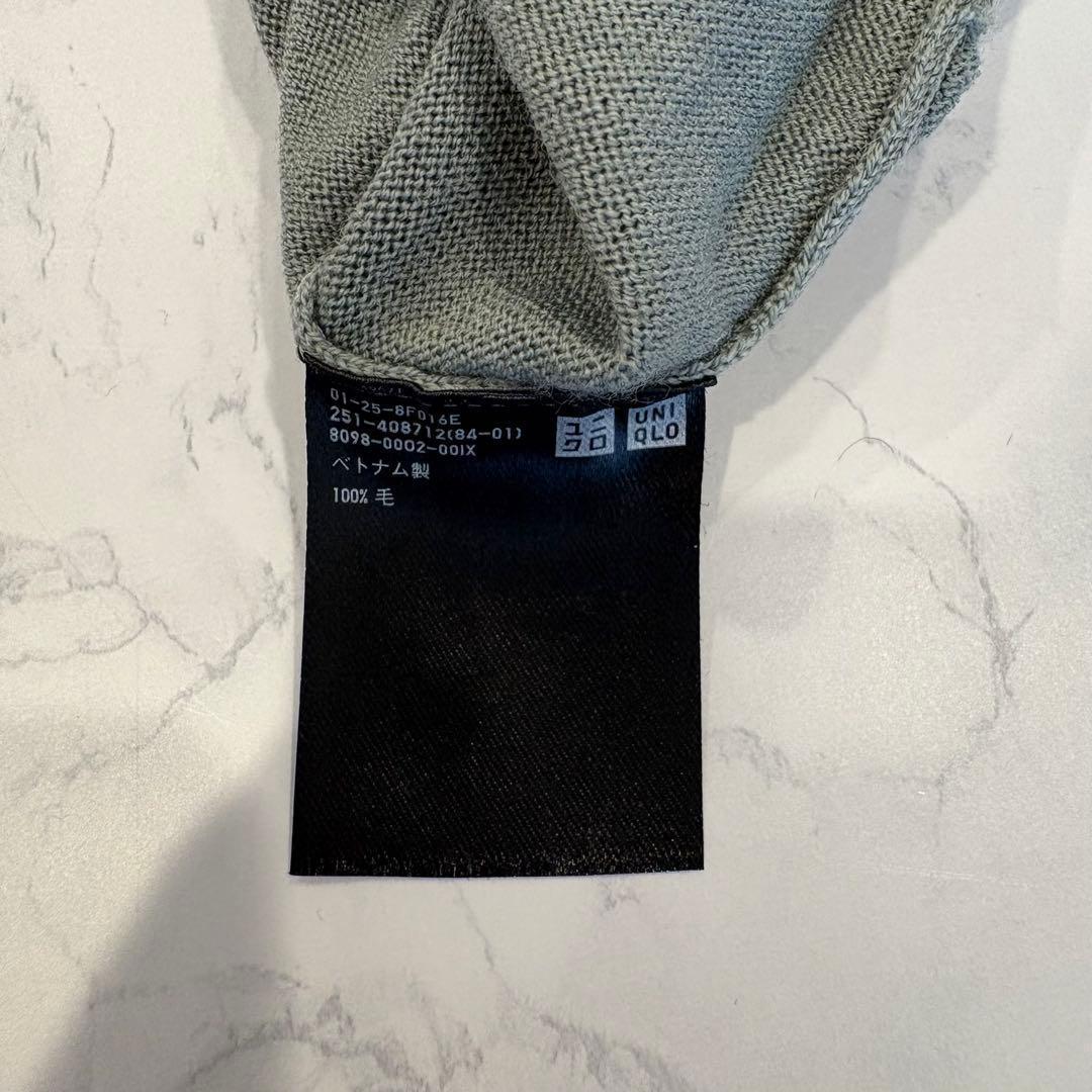 .ユニクロ クルーネック　長袖ニット シンプル 灰色　グレー L 防寒 8