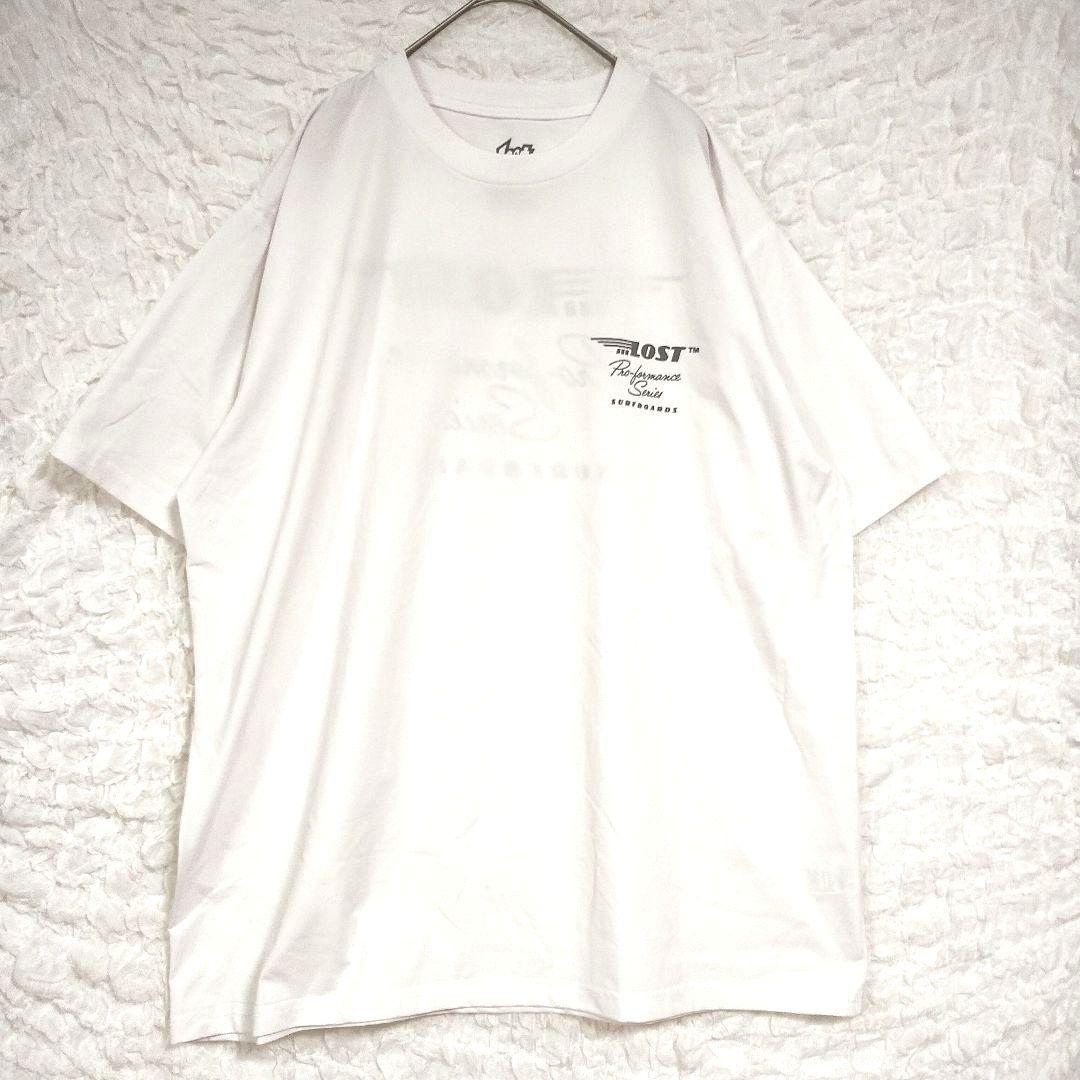 【…lostロスト】ホワイト オーバーサイズ Tシャツ L ブランドプリント
