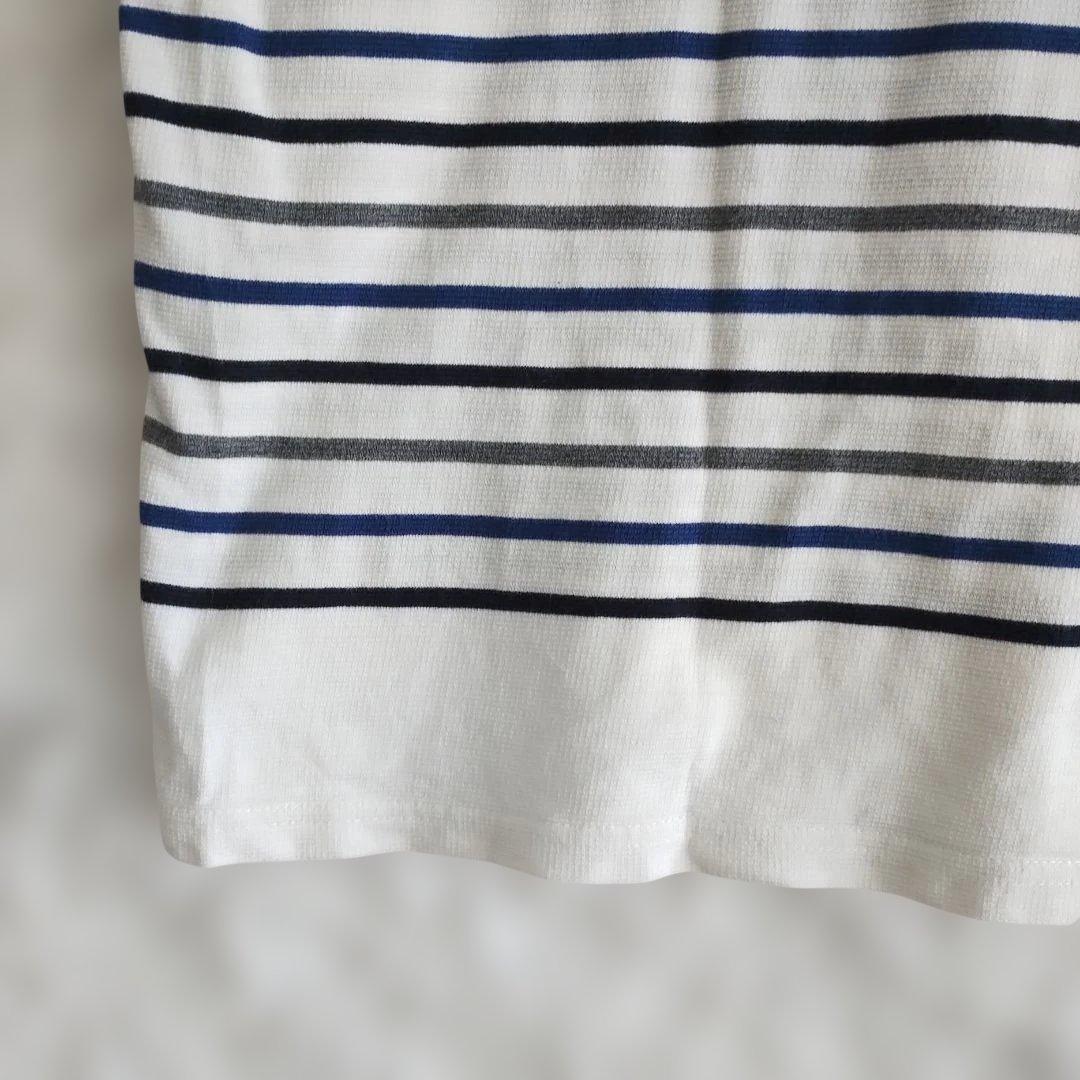 【TKショップ】ホワイト ストライプ 半袖Tシャツゆったり XL カジュアル 3