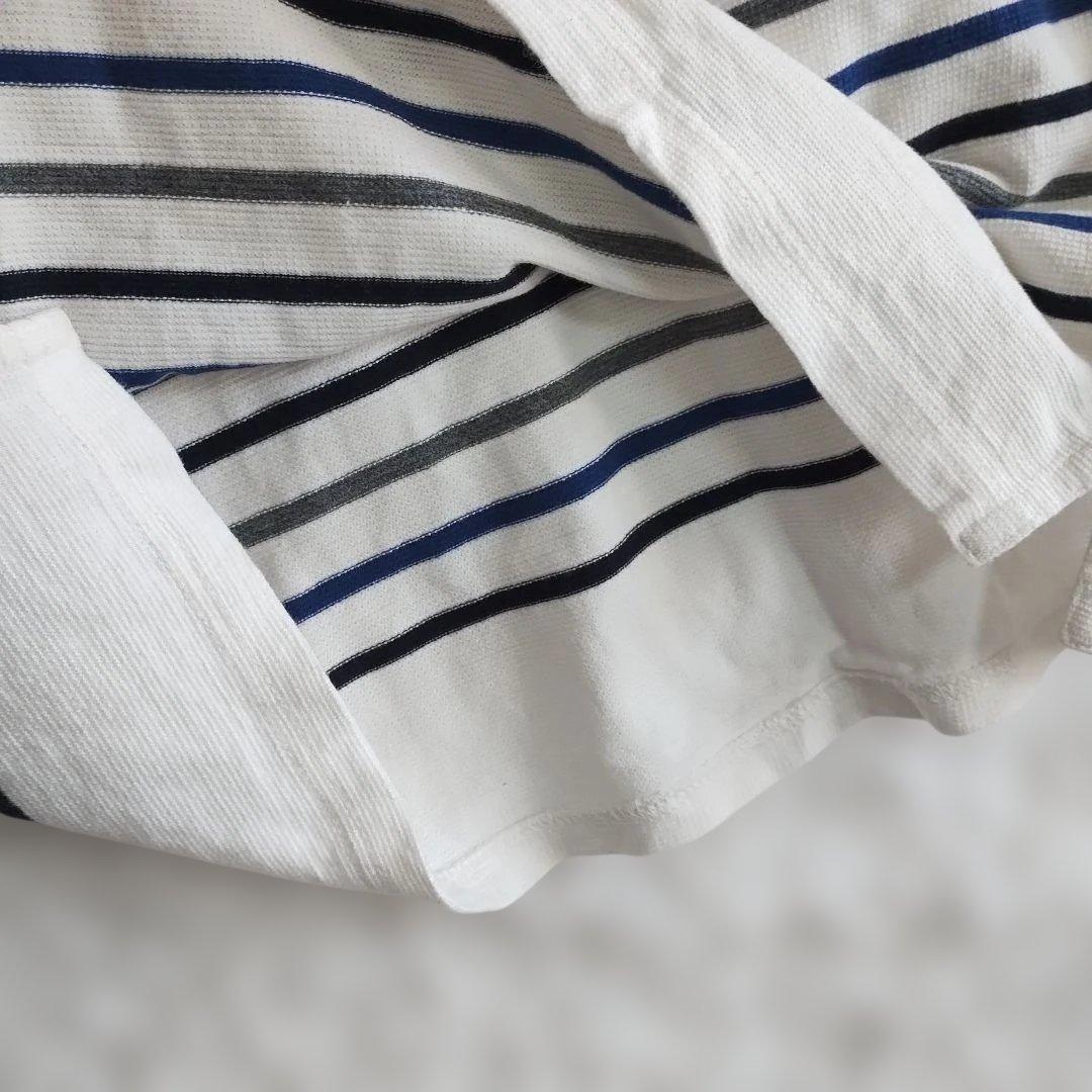 【TKショップ】ホワイト ストライプ 半袖Tシャツゆったり XL カジュアル 4