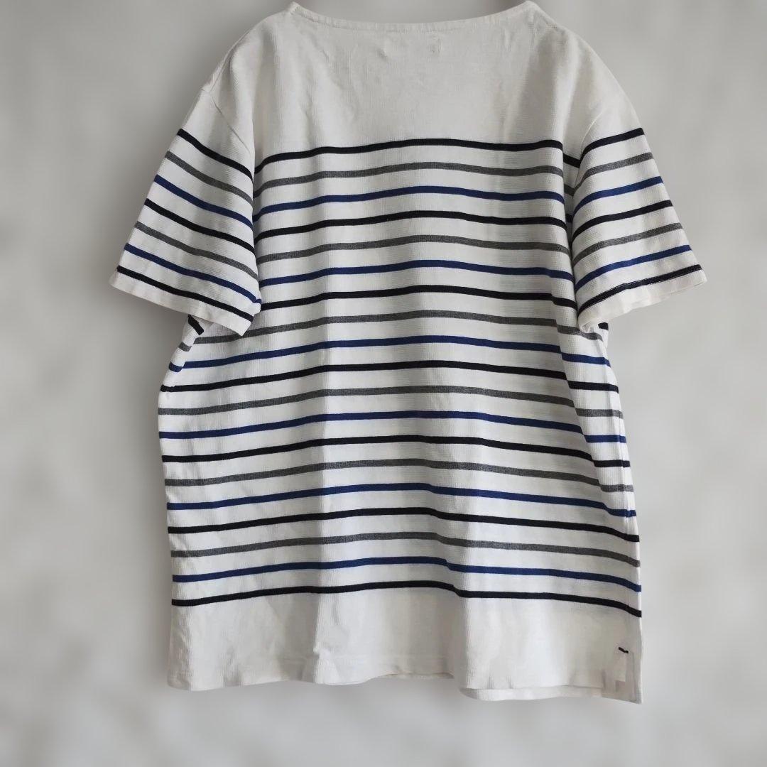 【TKショップ】ホワイト ストライプ 半袖Tシャツゆったり XL カジュアル 5