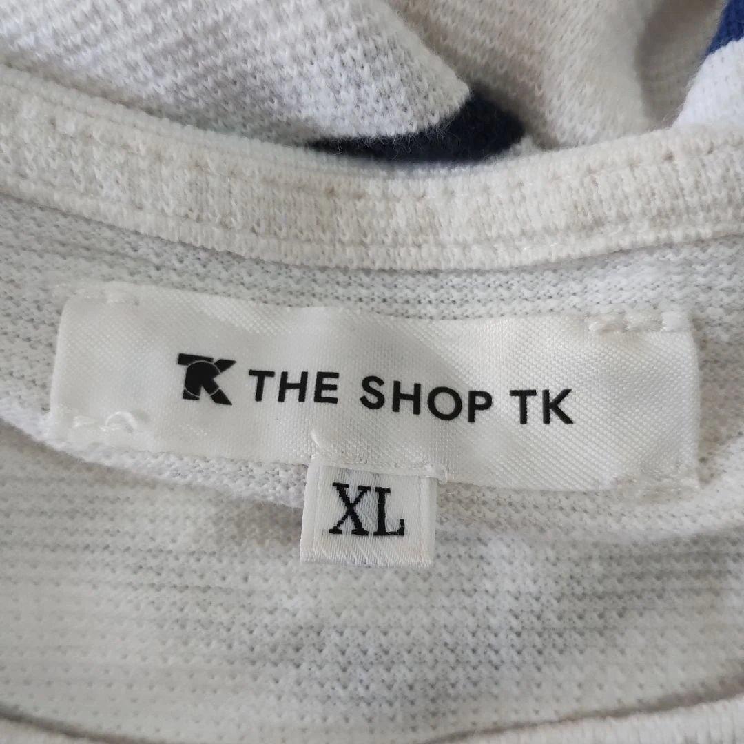 【TKショップ】ホワイト ストライプ 半袖Tシャツゆったり XL カジュアル 7