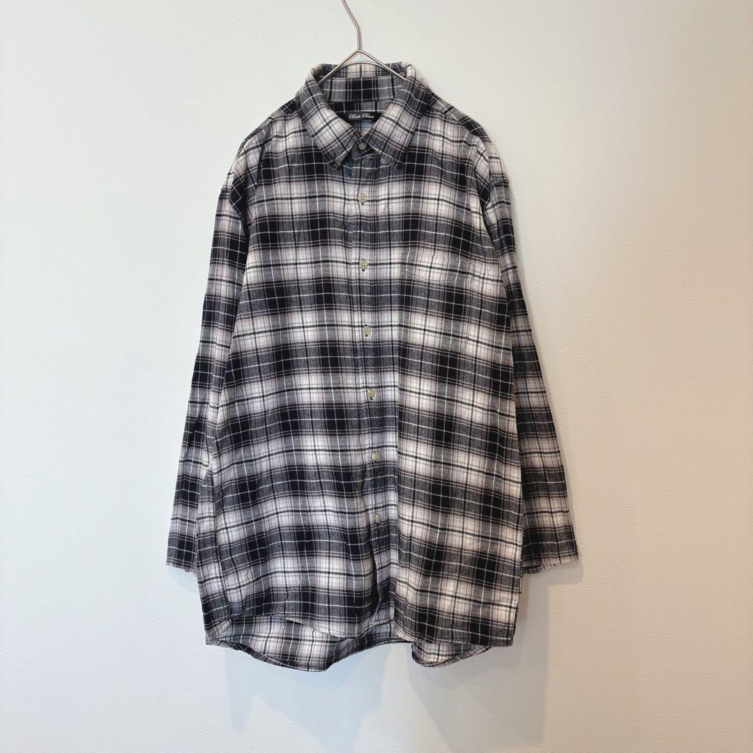 ネルシャツ　長袖　シャツ チェック柄 ブラック Lサイズ　カジュアル　メンズ
