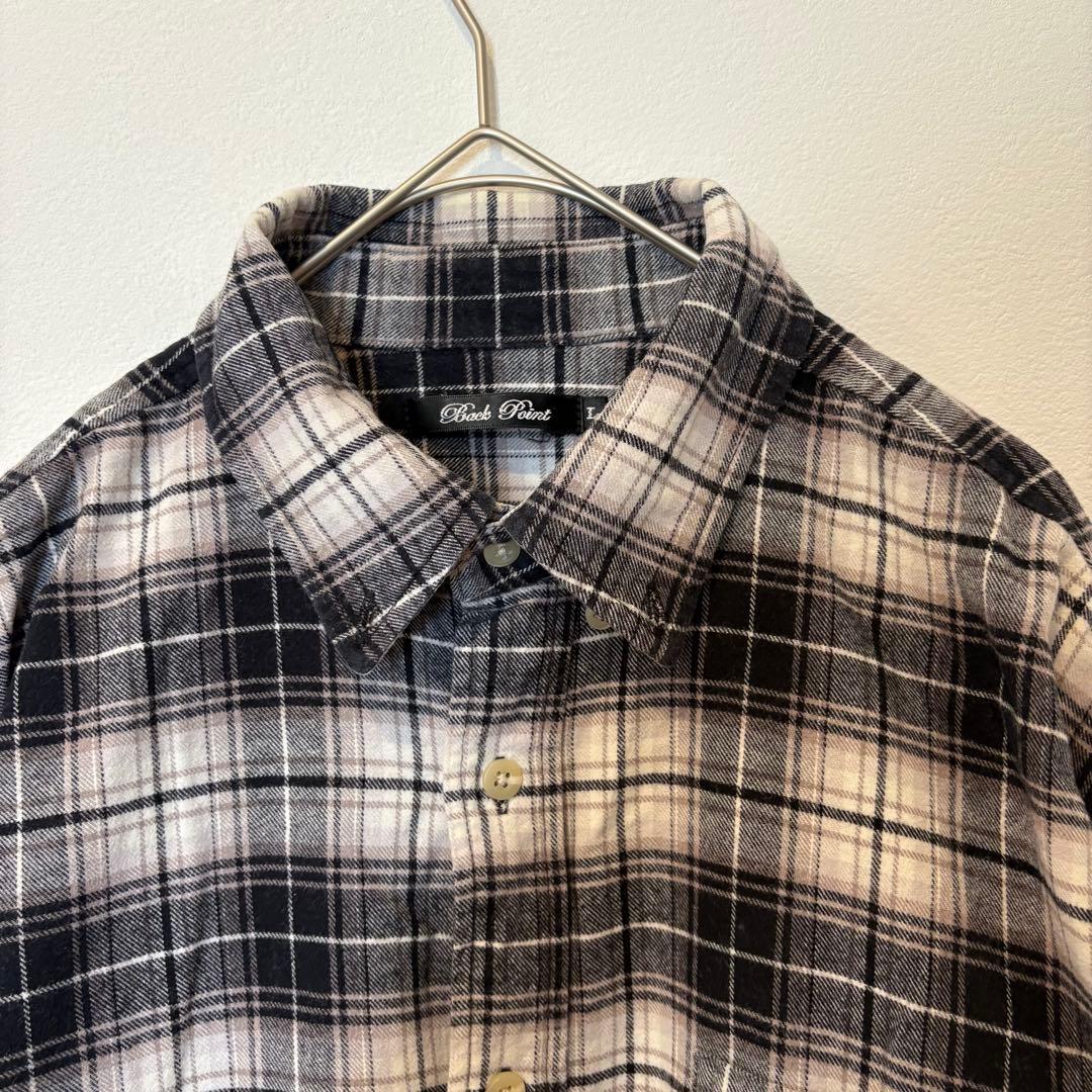 ネルシャツ　長袖　シャツ チェック柄 ブラック Lサイズ　カジュアル　メンズ 2