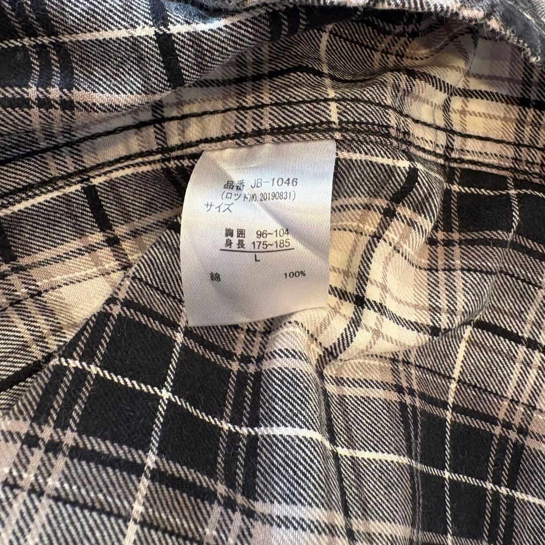 ネルシャツ　長袖　シャツ チェック柄 ブラック Lサイズ　カジュアル　メンズ 6