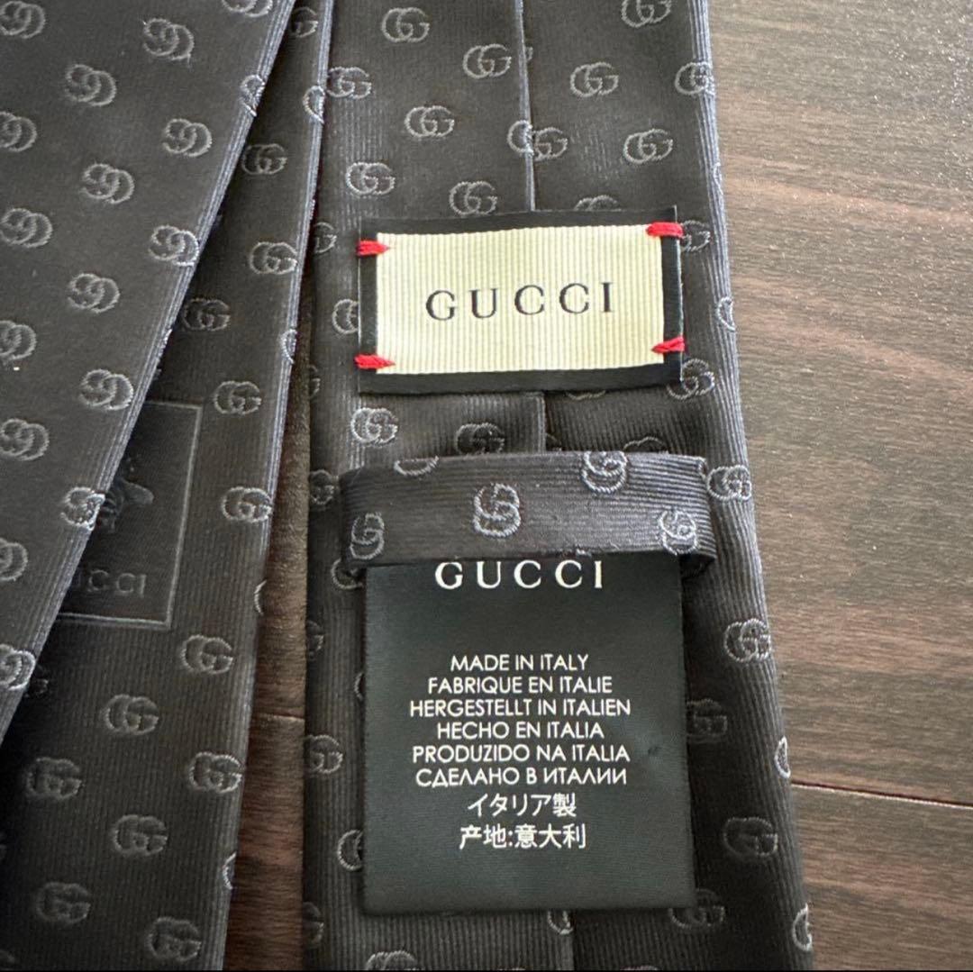 GUCCI ブラック シルク ネクタイ 2