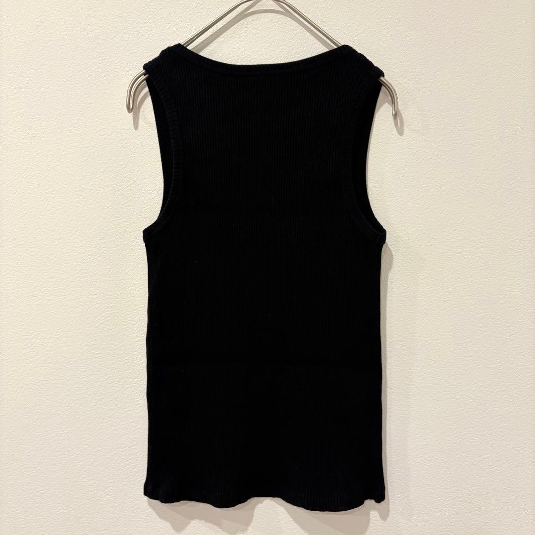 .ザラ　リブ　タンクトップ ロゴ刺繍 黒　ブラック Sサイズ　シンプル 6