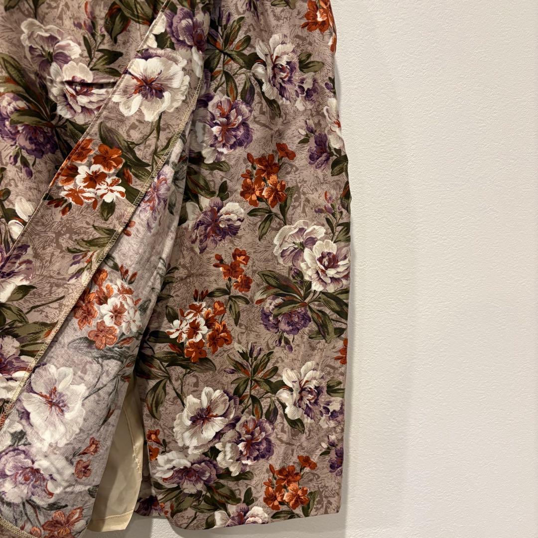 ティノ タイトスカート 花柄 タック ベルト付き ミディ丈 M 上品　高級 4