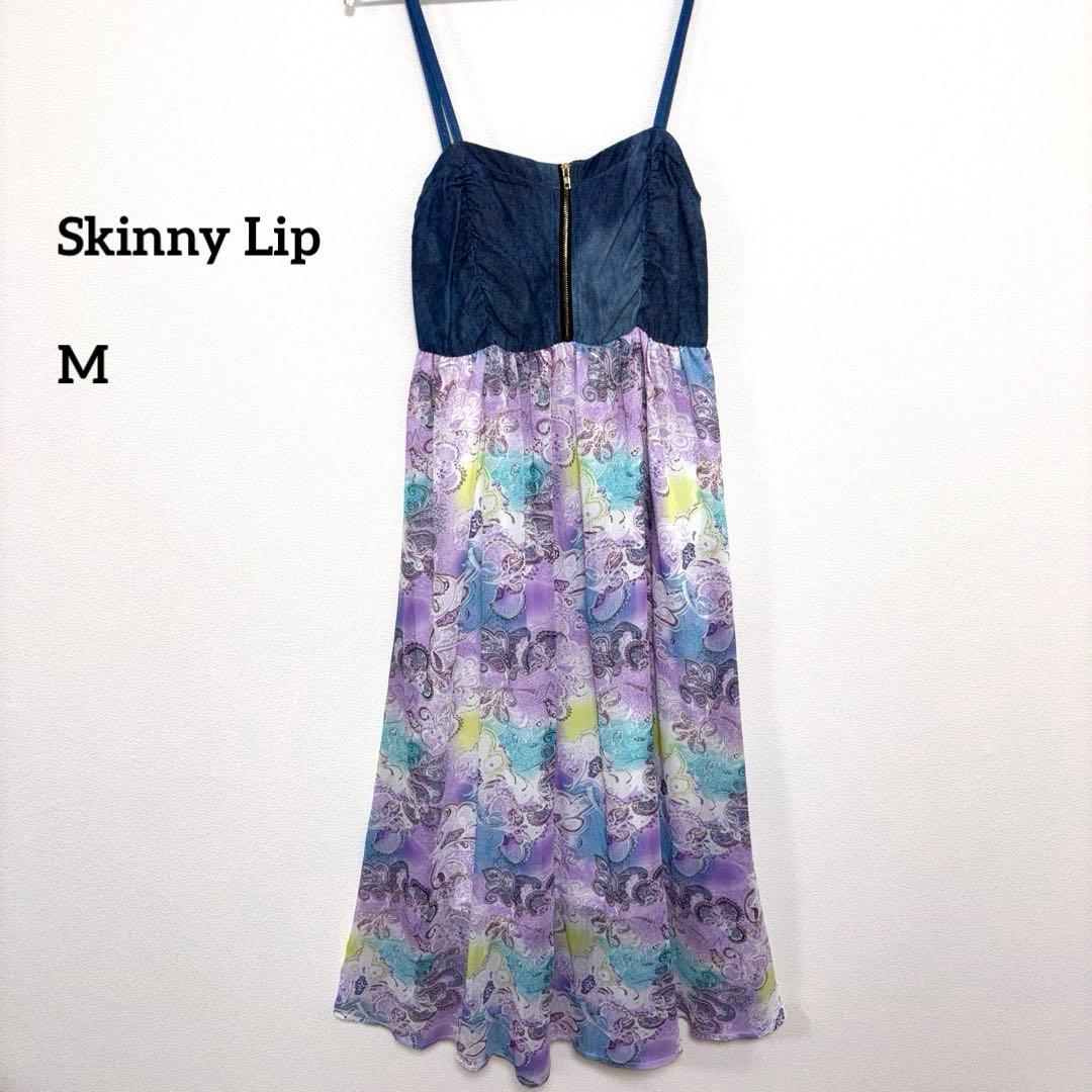 Skinny Lip デニムペイズリーマキシキャミワンピース M d762