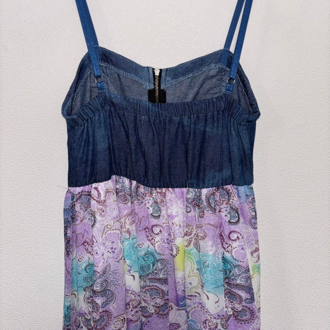 Skinny Lip デニムペイズリーマキシキャミワンピース M d762 13